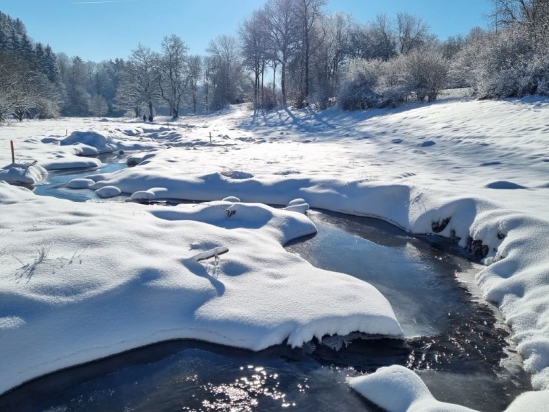 Die Berke trotzt dem Hochwasser und Schnee